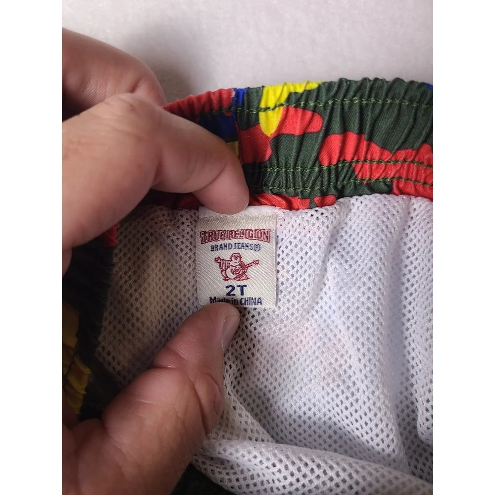 True Religion Swim Shorts Toddler 2T Multi-Color Camo Logo Mesh Lined Trunks